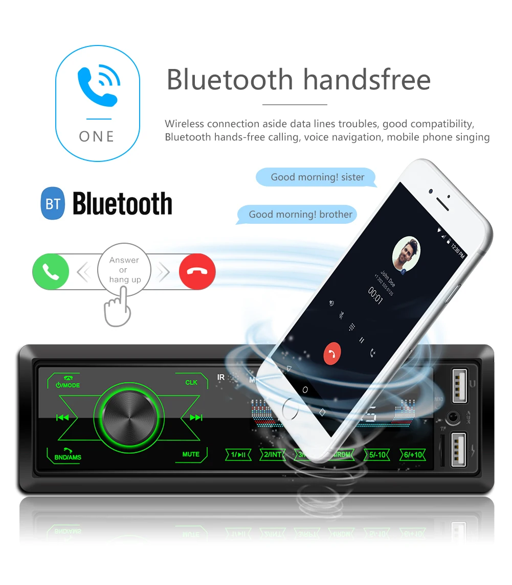 Авторадио FM Bluetooth freistrecheinrich MP3 USB/SD MMC порт 1DIN Автомобильный плеер радио может касаться кнопок