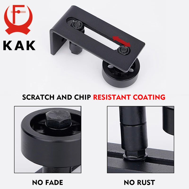 KAK 8 in 1 Adjustable Door Roller Black Window Roller Sliding Door Slides Rails Barn Floor Guide Flush Design Hardware