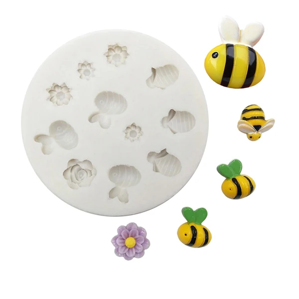 Пчела и цветок силиконовые формы Sugarcraft форма для выпечки кекса помадка торт украшения инструменты - Цвет: Flower