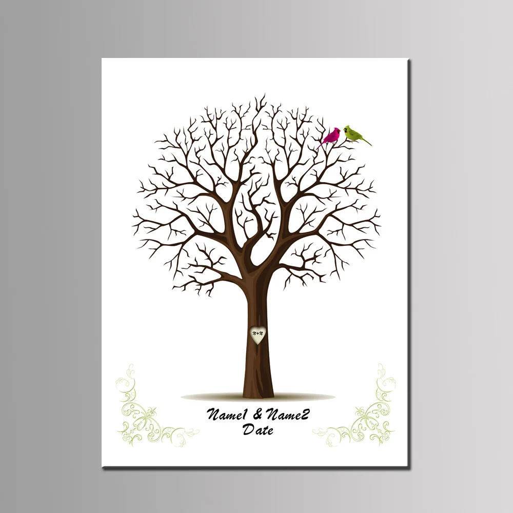 

Wedding Guest Book Personalized Wedding Gifts for Guests Fingerprint Tree Painting Baby Shower Fingerprint Signature Guest Book