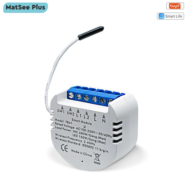 Tuya Smart Life Wifi 2 Gang 2 Way Light Switch Module DIY Breaker Power Monitor App Remote Control Works With Alexa Google Home