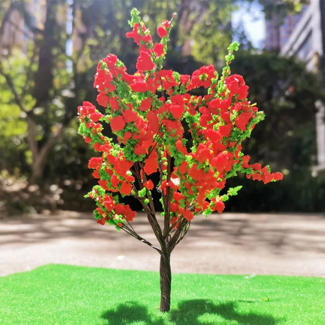 model tree highly 10cm/12cm/15cm/20cm Sand tray model material red model tree N scale train park railway layout landscape tree 3