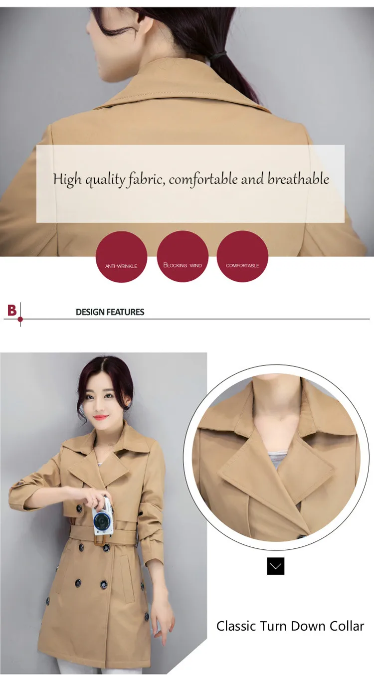 Windbreaker Female Spring Autumn Korean Thin Plus Size Double Breasted Ladies Khaki Dress Coat Long Trench Coat for Women 4xl