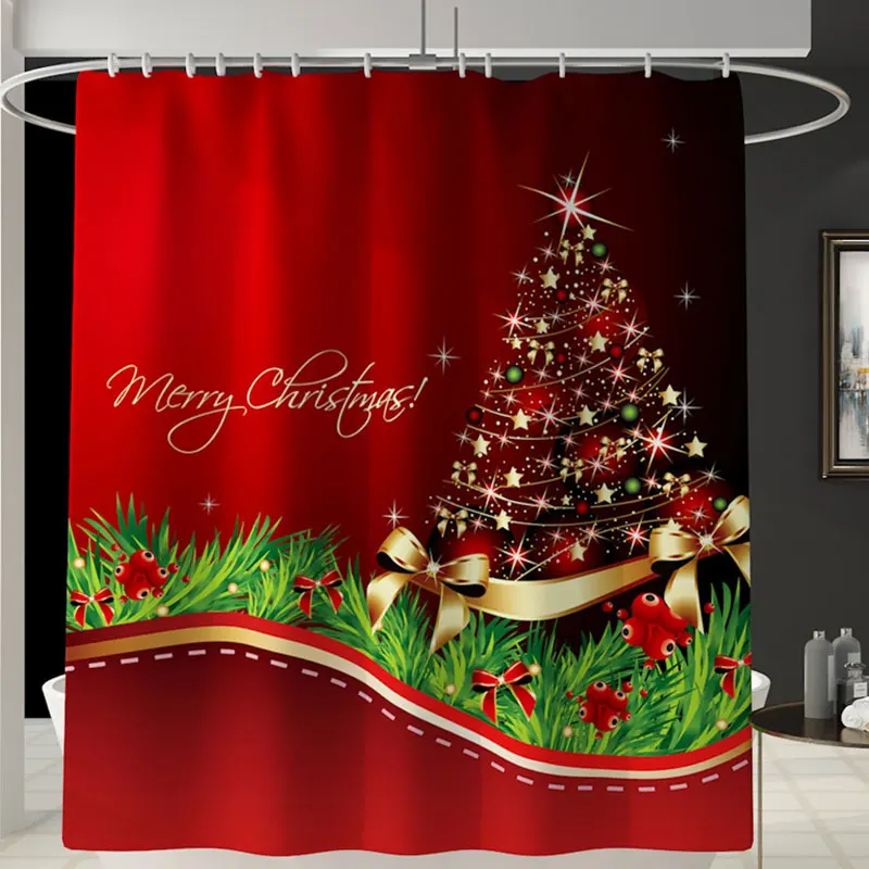 Рождественская занавеска для душа, набор для ванной, Санта Снеговик олень, воздушный шар, ковер, комбинированный рисунок, новогодняя атмосфера, украшение