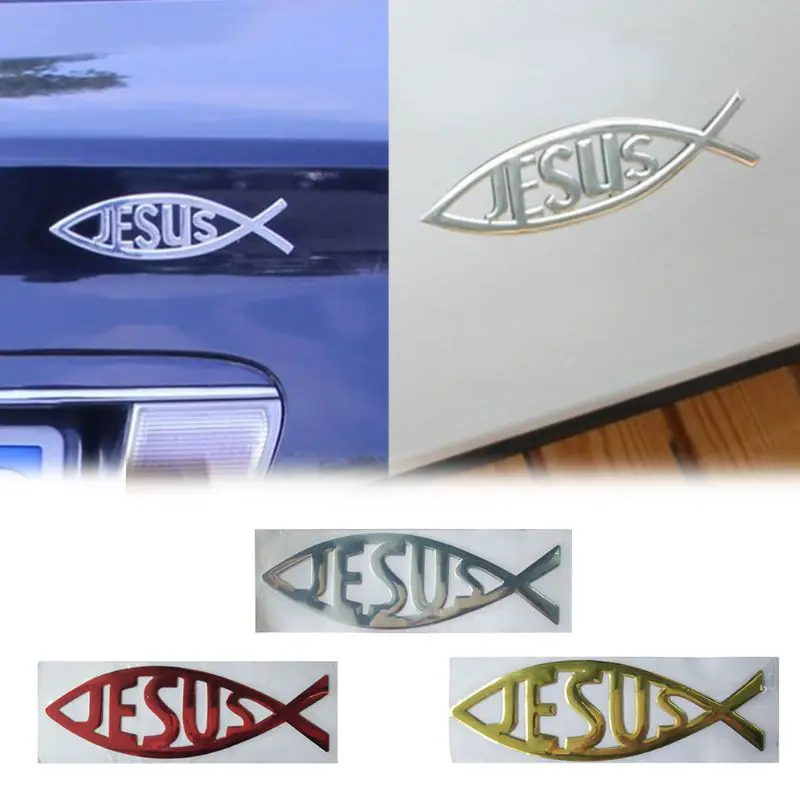 Рыбка с надписью Jesus 3D Автомобильная наклейка мягкий ПВХ хромированный значок украшение для автомобиля водостойкая наклейка христианская наклейка U1JF