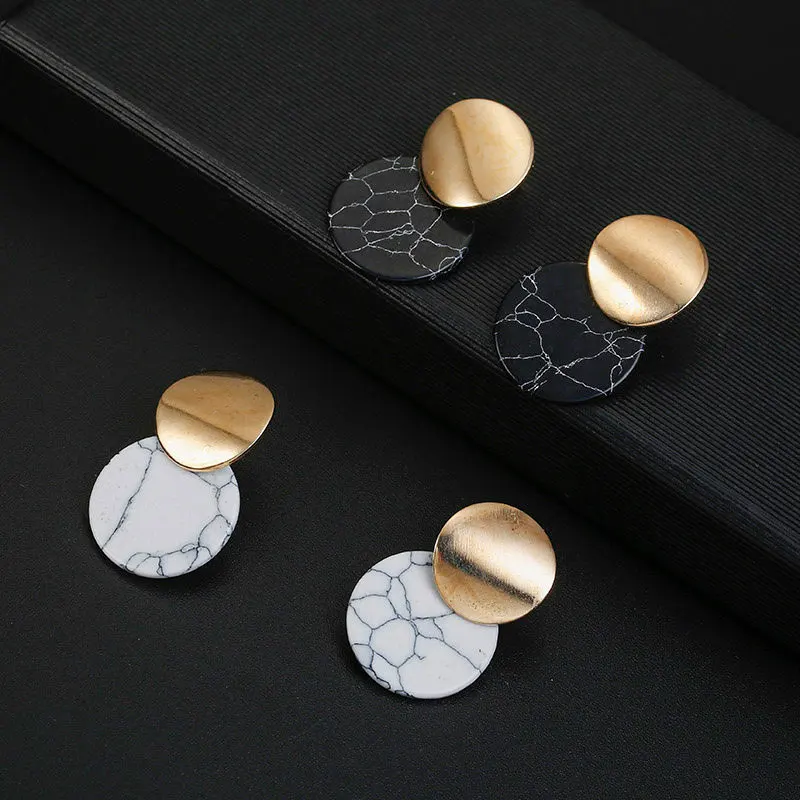 2019 новые модные висячие серьги черные и белые с геометрическим рисунком из камня