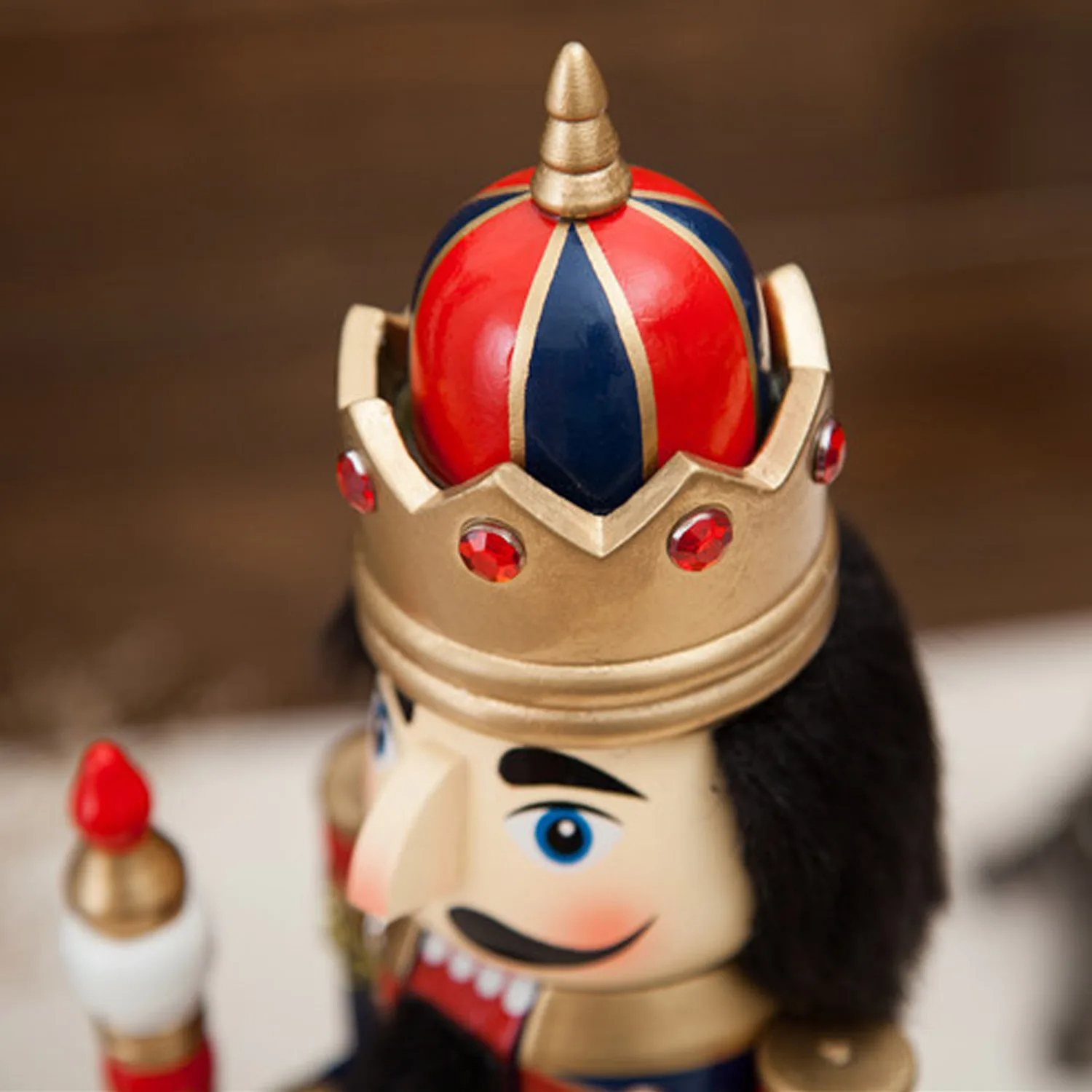 Christmas Xmas Wooden Nutcracker Soldier Puppet Ornament Decoration for Home Shop Office Mall Kids Adults Gift 38cm Height