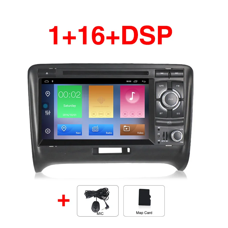 1G 16G DVD NaviFly 2 Din DSP 2G+ 3 2G Android 9 автомобильный мультимедийный плеер для Audi TT MK2 8J 2006 до 2012 gps Навигация dvd Радио стерео плеер - Цвет: 1G 16G DVD