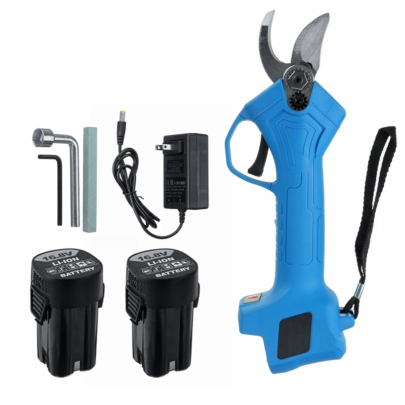 

16.8V Wireless Electric Scissors Pruning Shears 500W Tree Cutter Garden Tool branches Pruning Tools w/ 2x 2000mAh Battery