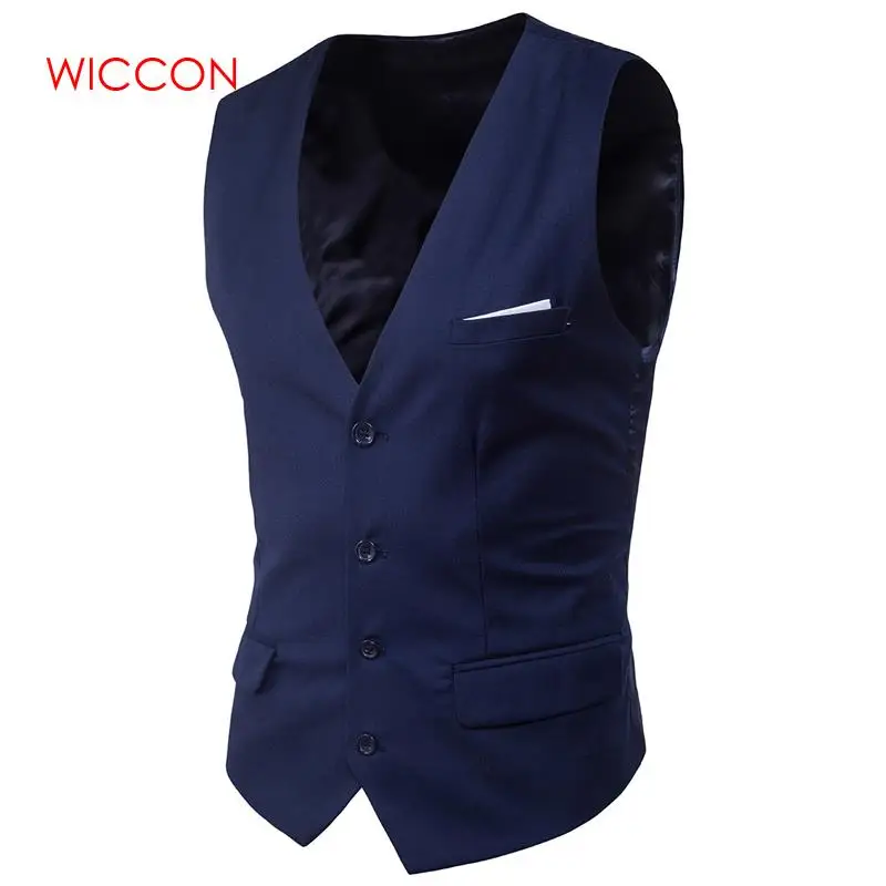 

New Men's Business Casual Slim Vests Fashion Men Solid Color Single Buttons Vests Fit Male Suit For Men Spring Autumn Wear
