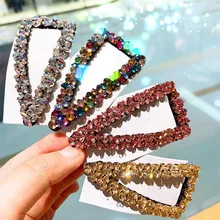 Новинка, роскошные цветные блестящие Кристальные геометрические заколки, Женская повязка на голову, милые заколки для волос, шпильки, женские модные аксессуары для волос