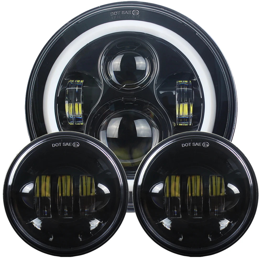 ULJ048B Black 7-дюймовый светодиодный фонарь для мотоцикла Hi/low Beam с сигналом поворота DRL 30 Вт противотуманная фара 4,5 ”дополнительные фары для любых моделей 7" 4,5 дюймов - Цвет: ULJ048B Black