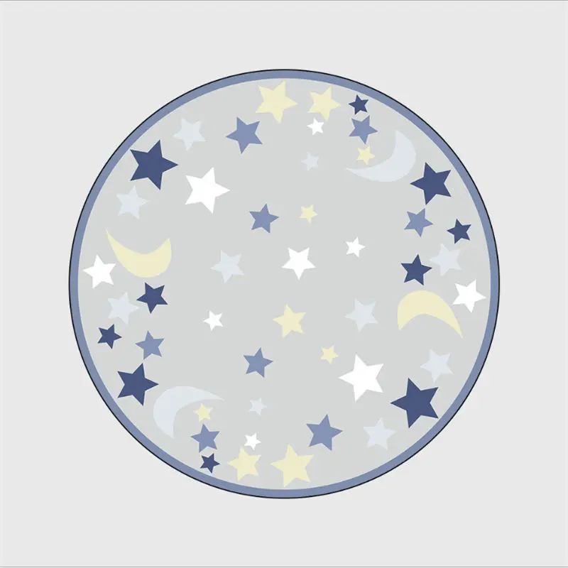 Carpets for Living Room Moon Star Pattern Non-slip Round Carpet Area Rug for Bedroom Living Room Table Accessories Hand Wash