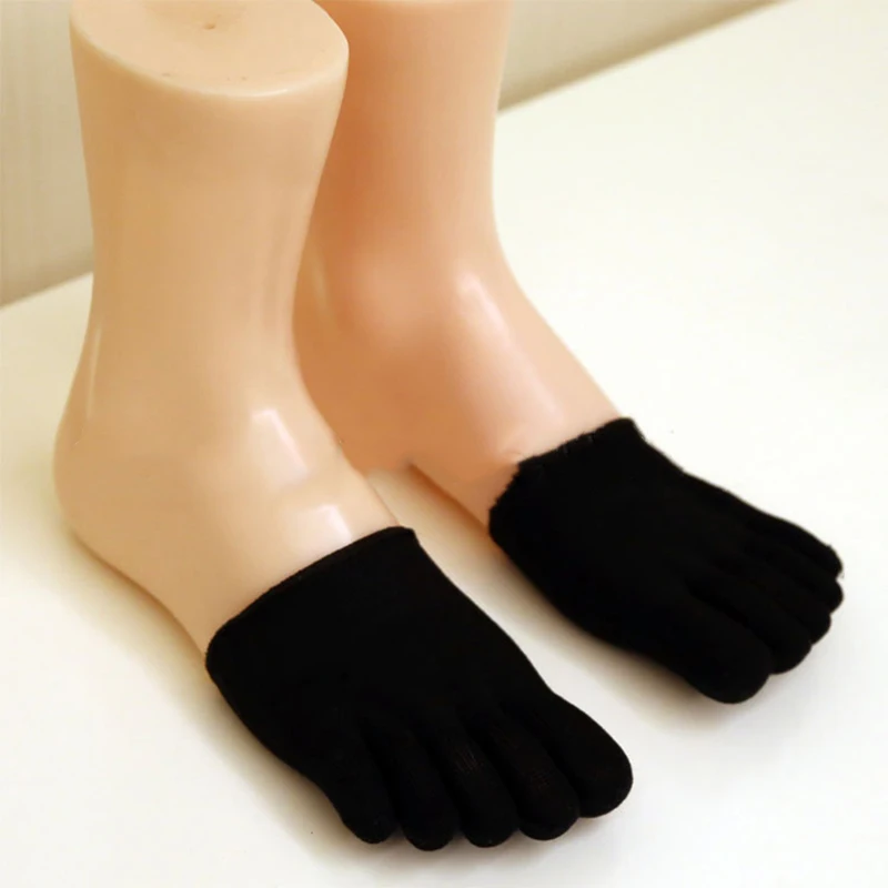 Toe socks pad: women soft socks silicone anti-slip lining open toe heelless liner cotton sock with invisible forefoot cushion foot pad sock