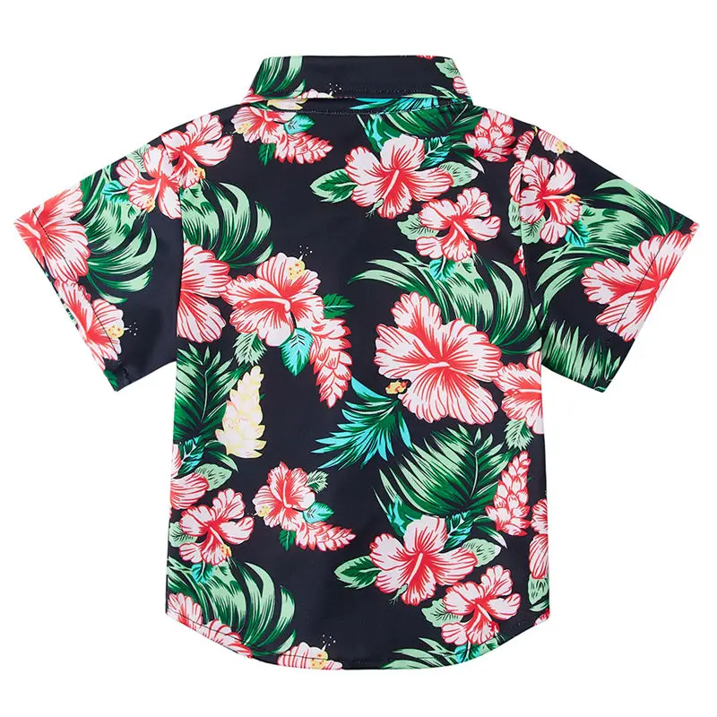 Детские рубашки для мальчиков в гавайском стиле с принтом ананаса Летняя Пляжная рубашка с короткими рукавами и отложным воротником От 2 до 8 лет повседневные топы для мальчиков - Цвет: TZDC01