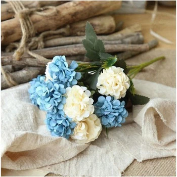 

1 Bouquet Artificial Flower Hydrangea Silk Fake Flower for Baby Shower Valentine's Day Wedding Festival Party Home Decoration