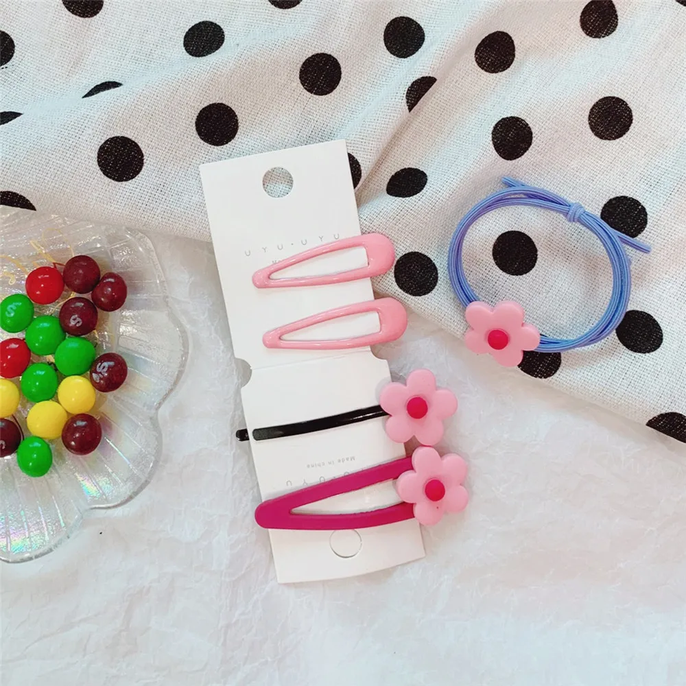 2/5/10 Pcs/Set Cute Cartoon Hair Clips avocado green flower hairpin hair ring set girl Barrettes Headband Kids Hair Accessories - Цвет: 11