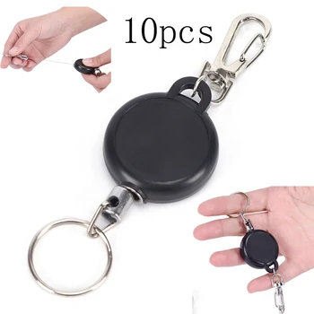 

10pcs Retractable Pull Badge Reel Zinc ABS Plastic ID Lanyard Name Tag Card Badge Holder Reels Recoil Belt Key Ring Chain Clips