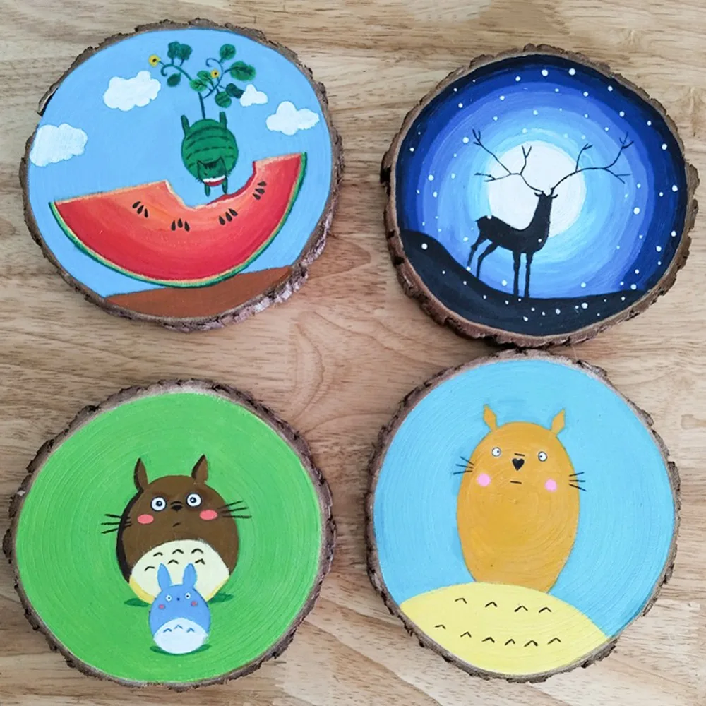 25 шт натурального дерева Silce DIY Круглый незавершенный DIY ремесло дерево с льняной веревкой набор Cark изготовление пустых украшений