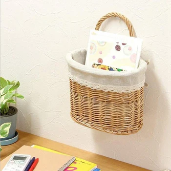 

Handmade Wicker Basket Rattan English Country Style Picnic Basket Shopping Storage Basket Bread Basket