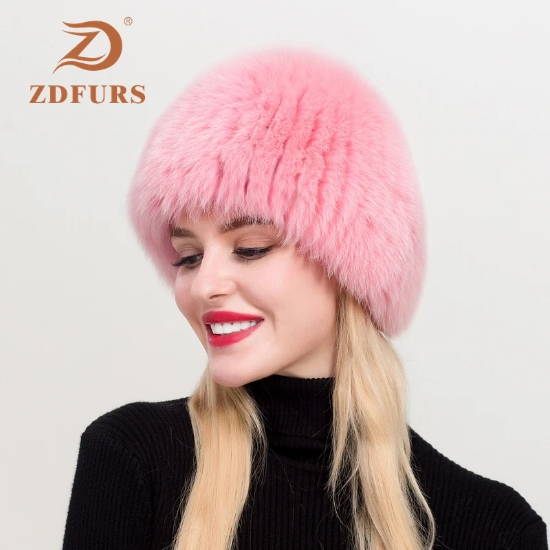 Фото Женская зимняя шапка ZDFURS * из натурального Лисьего меха эластичная теплая мягкая