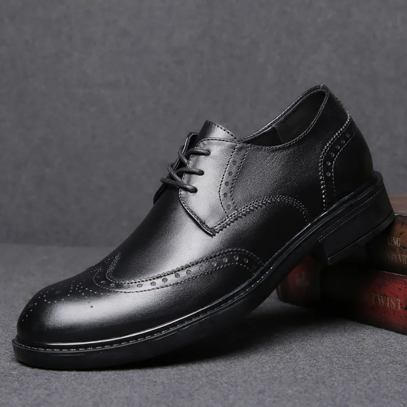 

Men Oxford Shoes Brogues Lace-Up Genuine Leather Bullock Business Wedding Dress Shoes Male Formal Party Shoes Big Size 56 O5