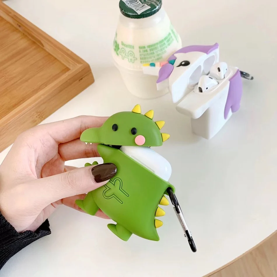 Чехол для наушников с 3D милым единорогом для Airpods 2 чехол силиконовый защитный чехол для Apple Airpods 1 чехол Аксессуары для ключей