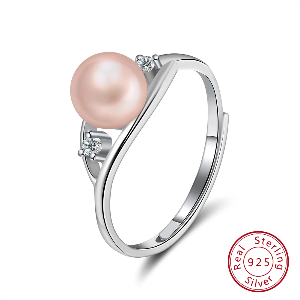 ORSA JEWELS кольцо твердое Серебряные кольца для Для женщин из натурального пресноводного жемчуга кольцо AAA CZ Регулируемый девушка Юбилей подарок SR76 - Цвет камня: Pink Color