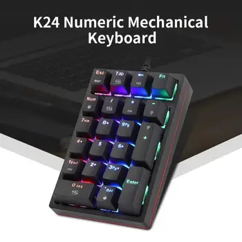 

K24 LED RGB Backlight Extended 21 Keys Wired Mechanical Keyboard Green axis and red axis are suitable for 61/87/104 key keyboard