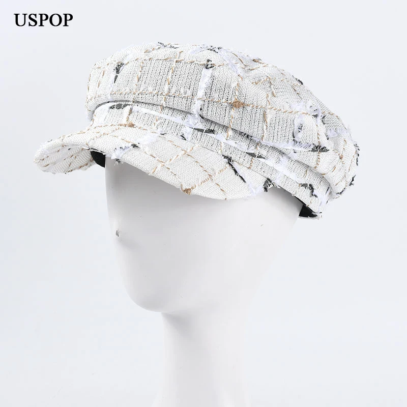 Новые женские кепки USPOP в клетку газетчика модные на плоской подошве винтажные