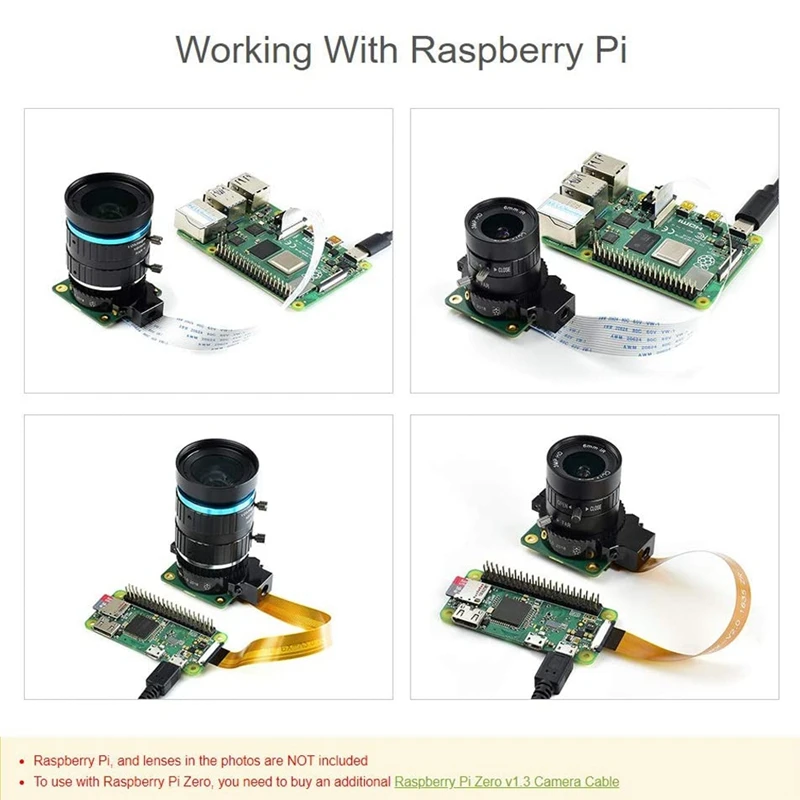 Waveshare для Raspberry Pi высококачественная камера 12.P IMX477 сенсор поддержка C / CS