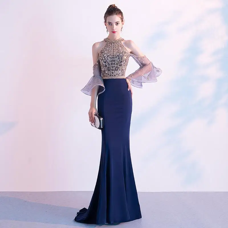 Элегантное женское платье цвета шампанского, Qipao, для вечеринки, изысканное, супер, блестящее, с блестками, Robe De Soiree, сексуальное, тонкое, с открытой спиной, Русалка, Vestidos - Цвет: Style 6