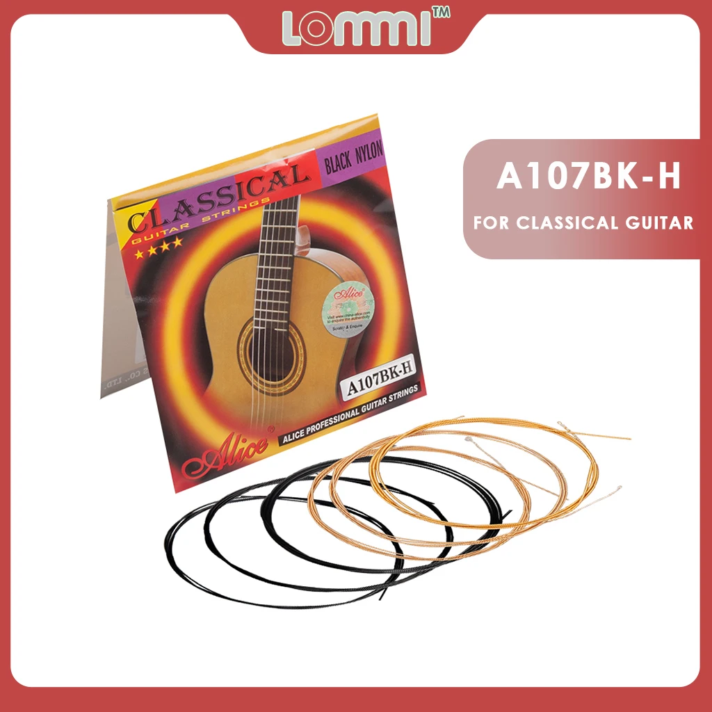 LOMMI Alice A107BK-H Classical Guitar Strings Black Nylon And H85 Coated Bronze Alloy Wound 1st-6th Strings Guitar Accessories цена и фото