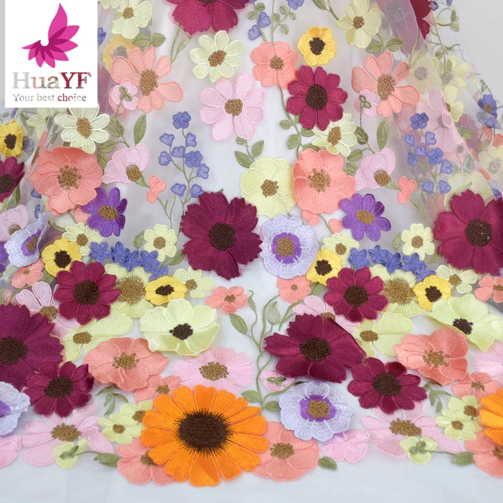 売れています 手作りの3dカラフルなレースの生地 フランスの結婚式のドレス 綿21 刺embroidery Hy1748 1 販促激安 Ivisionchalakudy In