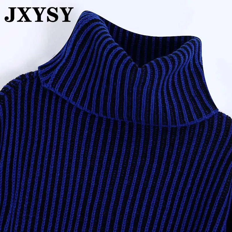 JXYSY, зимняя водолазка, свитера для женщин, pull femme, Англия, простой, Винтаж, большие размеры, свободные, в полоску, свитера, женские пуловеры, топы