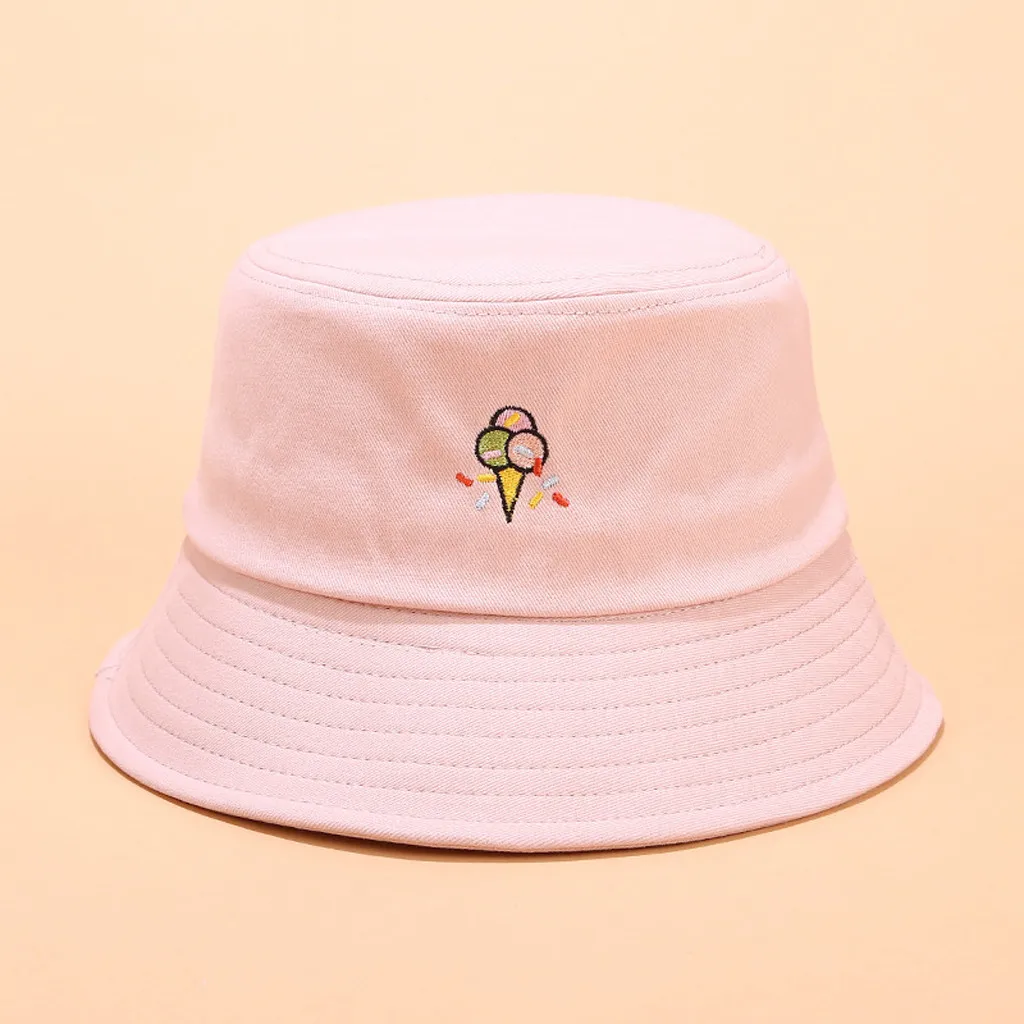 Pink Jaycosin шляпа для женщин милый Принт вышивка холст складные на открытом воздухе ведро шапки Защита от Солнца шляпа спортивные шапки для женщин шляпа в стиле хип-хоп - Цвет: Pink