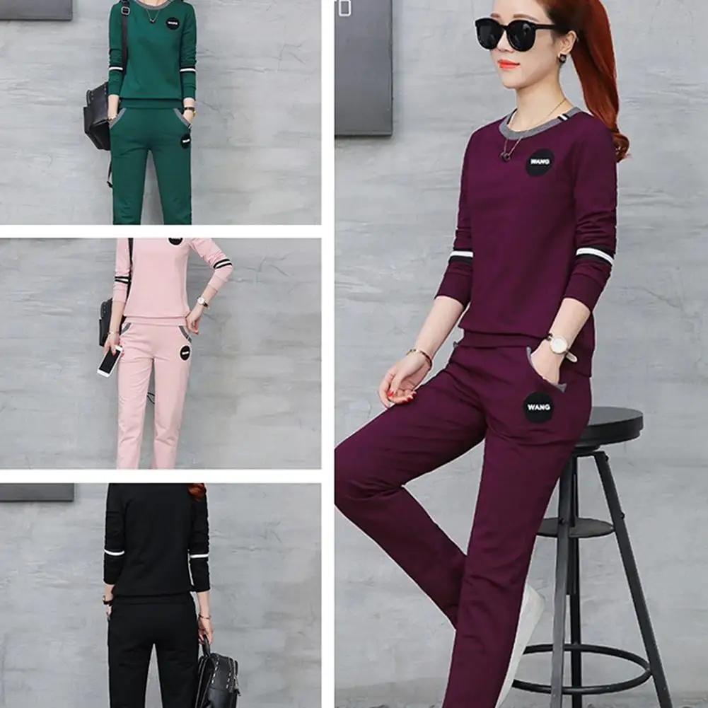 GloryStar Осень Зима Мода Печать с длинным рукавом Круглый воротник Повседневный топ