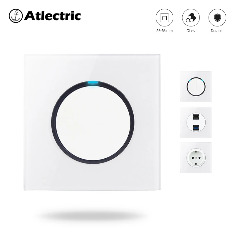 Atlectric настенный светильник розетка EU FR универсальная DE двойной USB RJ45 RJ11 HDMI 20A 86 172