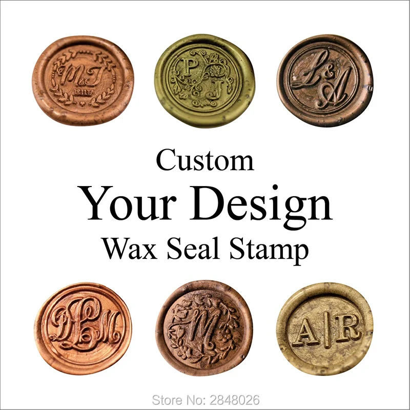 Custom logo wax seal kit for gift Custom initials wax stamp kit Brass