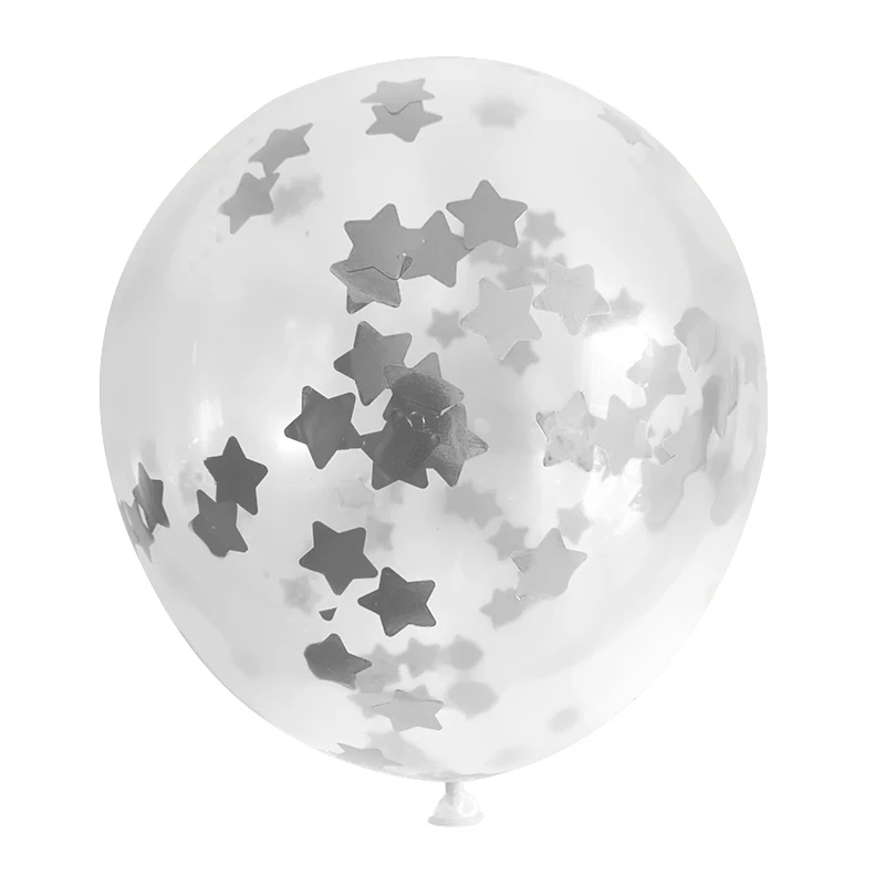 5 шт черные латексные шары 12 дюймов гелиевые надувные шары свадебные декоративные надувные шары с днем рождения шары конфетти - Цвет: Silver Star
