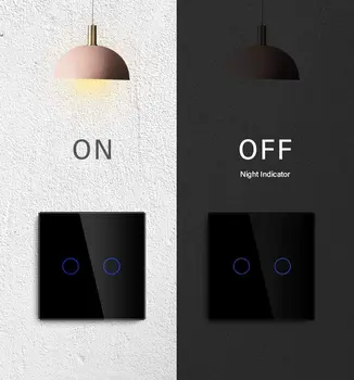 

Touch Light Switch 2Gang2Way Smart Light Switch Works with LED Lamp Touch Screen Light Switch 86mm Glass Light Switches