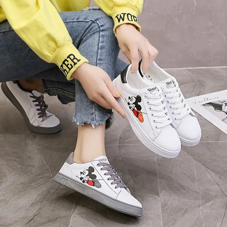 

Mickey Mouse White Shoes 2020 Spring New Style Versitile Fashion Sneakers Casual Students Flat Korean-style Sports Shoes