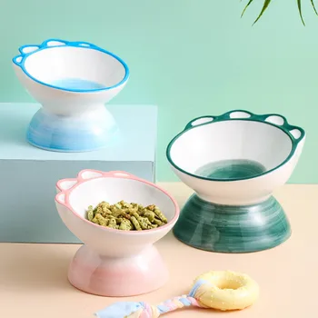 

Cute Paw Pet Ceramic Bowl Cute Cartoon Drinker Feeder Dog Cat Feeding Dispenser Puppy Kitten Drink Water Container