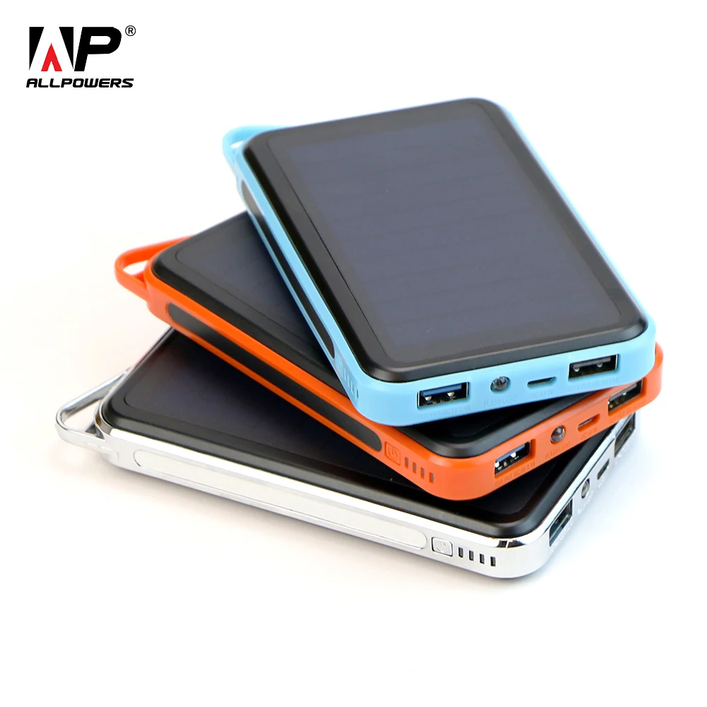  ALLPOWERS Solar Power Bank 15000mAh Dual USB Portable Power Charger Solar Panel for iPhone iPad Sam