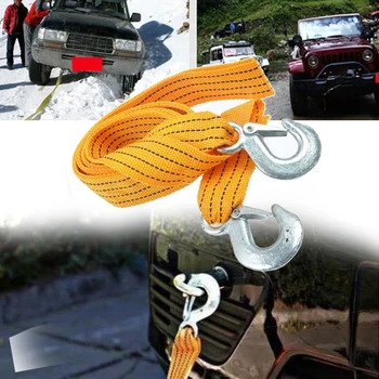 

3 Tons Towing Rope Practical Durable Car Nylon With Hooks Fluorescent Emergency High Strength Road Accessories Truck