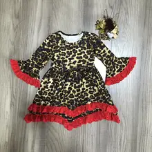 Осенне-зимнее платье для маленьких девочек, леопардовое платье для девочек, детское Эксклюзивное платье с бантом