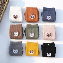 Cat And Dog Pure Cotton Woman Harajuku Cartoon Animal Silver Dollar Manual Embroidery funny Socks & hosiery women Autumn Winter