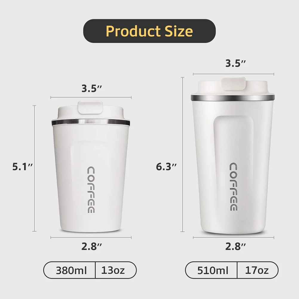 380/510ML Stainless Steel Thermal Heat Preservation Vacuum Coffee Mug Milk Cup Home Office Car Vacuum Flasks Thermoses with Lid