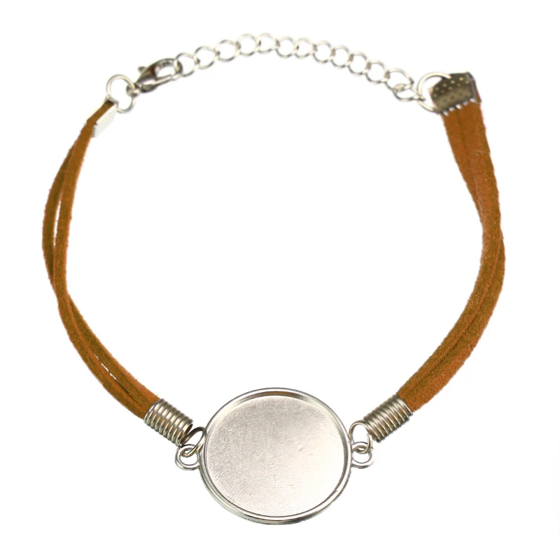 

Leather Bracelet Round Cabochon Blanks Base Connector Setting Bezels Tray DIY Jewelry Making Findings