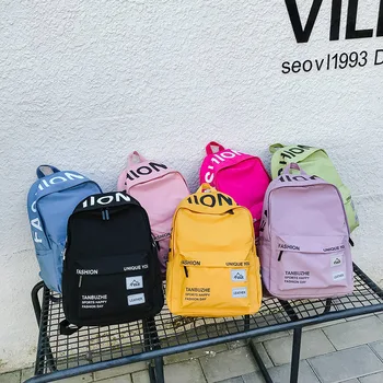 

2020 Waterproof Nylon Backpacks Large school bags for teenage girls and boy Fashion Letter Printing Hip Hop Street Mochilas